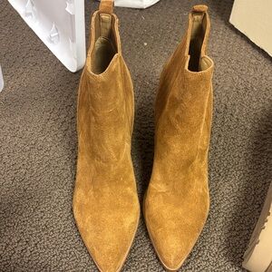Marc Fisher Camel Suede Ankle Booties
